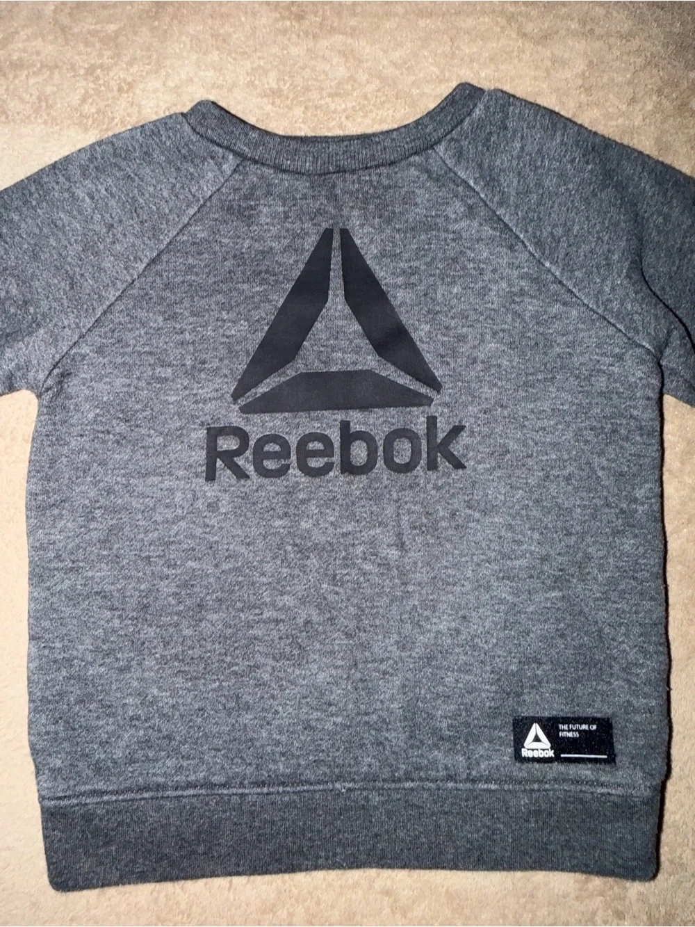 Reebok Heather Gray Crewneck Sweatshirt/Sweat Pants with Black Logo Set